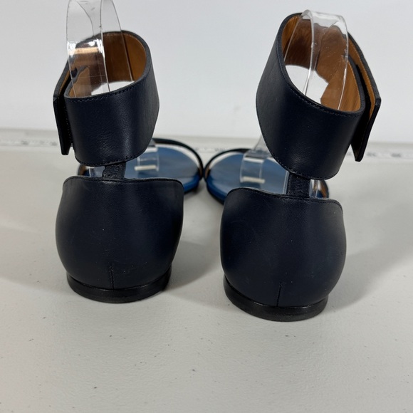 Chloé Gala Two Tone Blue Leather Ankle Strap Sandals Size 37.5 Classic Summer - Picture 13 of 16